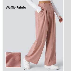 Waffle Fabric Wide Leg Pants